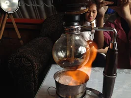 Pini coffee shop - classic car and weasel coffee