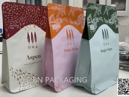 Custom Flat bottom Coffee bags, MOQ: 1000 pcs