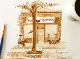 Paintings made using coffee