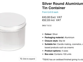 Silver Round Aluminium Seamless Tin Container to store pre-dosed beans