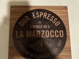 La Marzocco wood sign